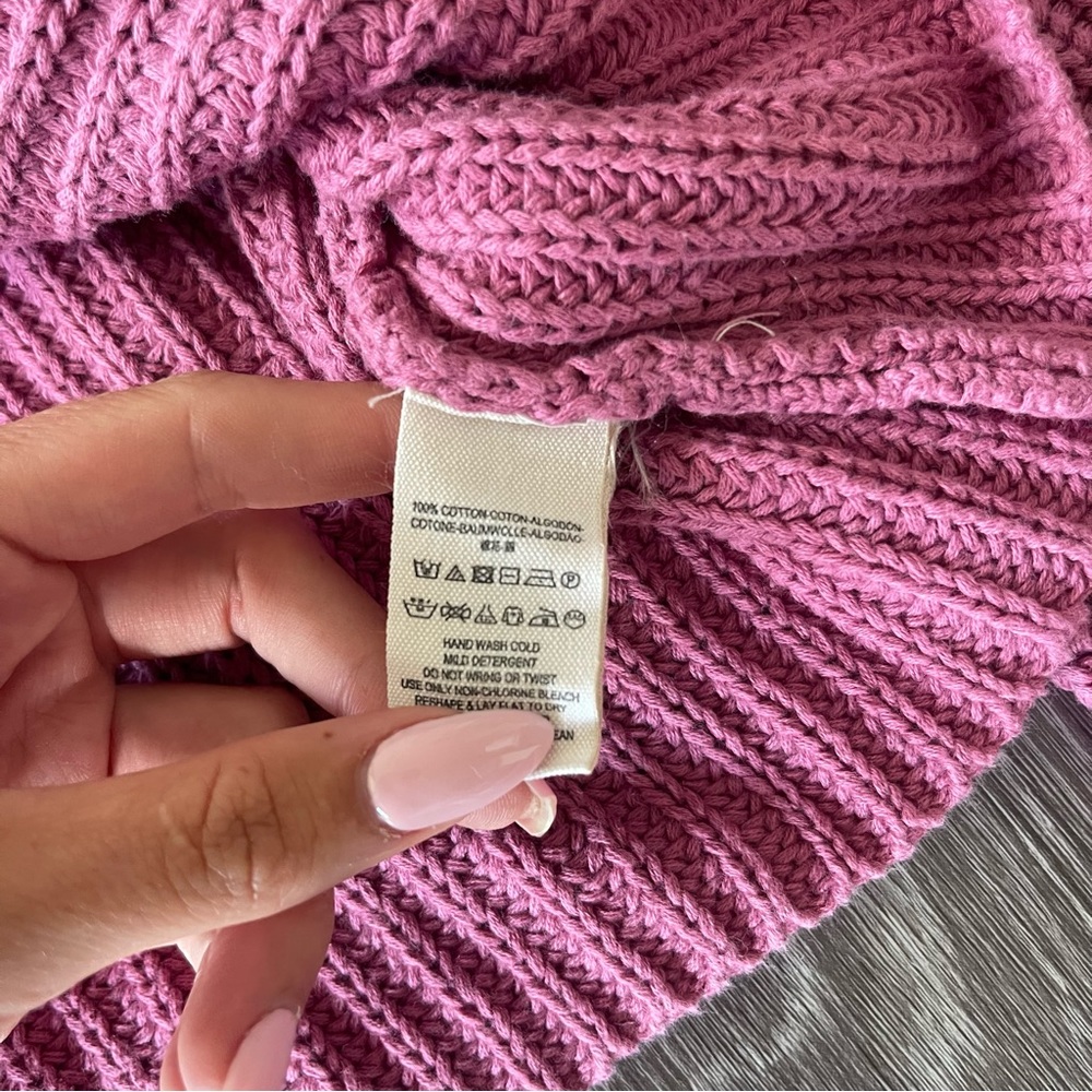 Free People Pink Flowy Sleeve Sweater | Ribbed Knit Sweater Size Small - Picture 6 of 6